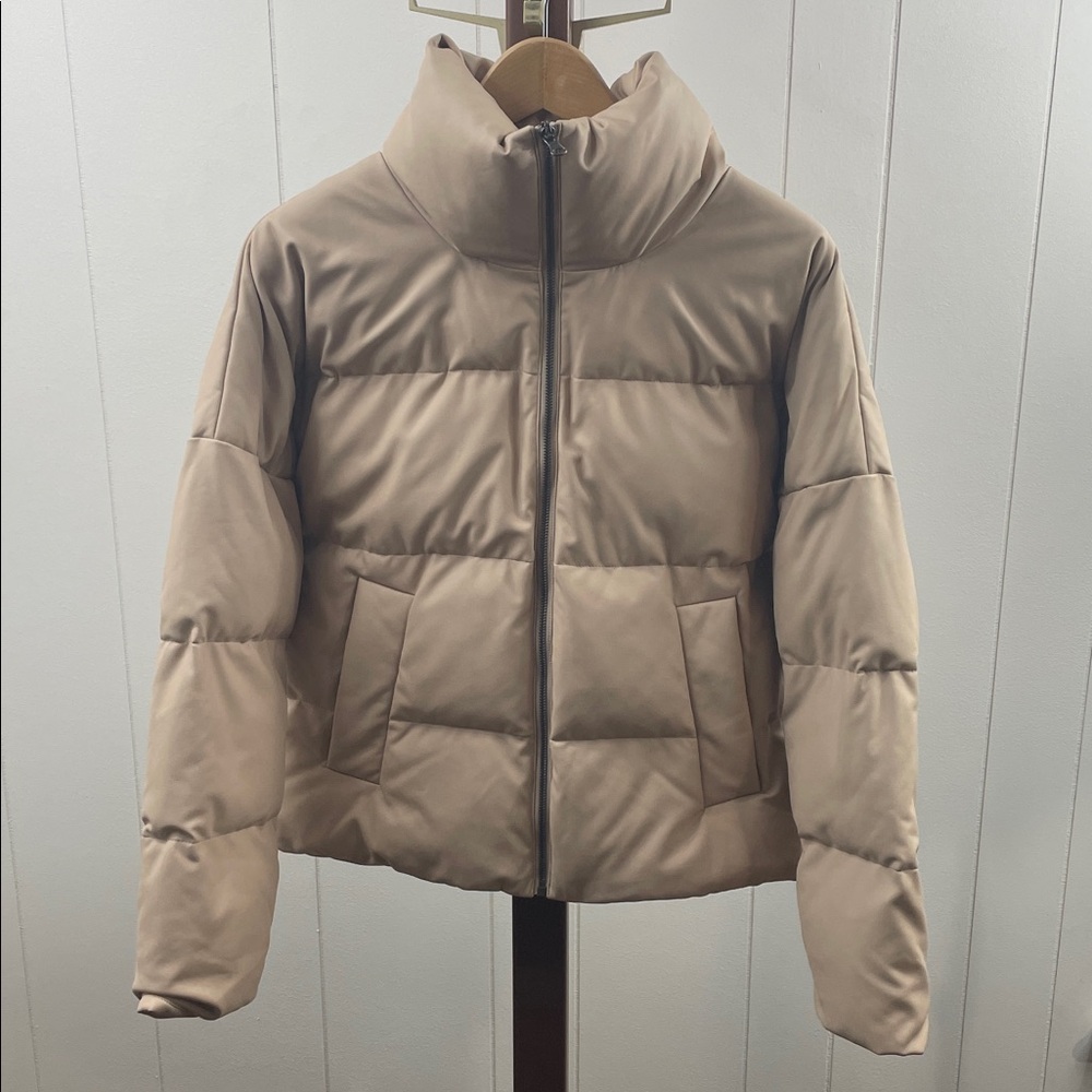 CALIA Women's Ath-Leather Puffer Jacket Barely‎ Khaki